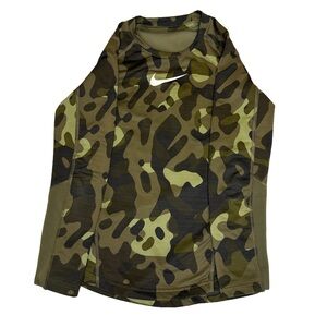 Nike Boys Dri-FIT Base Layer Shirt S Camo Compression‎ Athletic Top Kids Sports